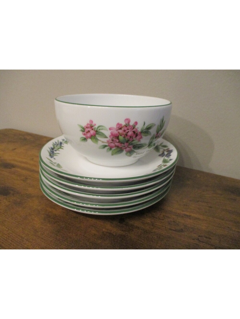 Royal Worcester Herbs Saucer & Small Dish Lot (6 Pcs) - Vintage Botanical